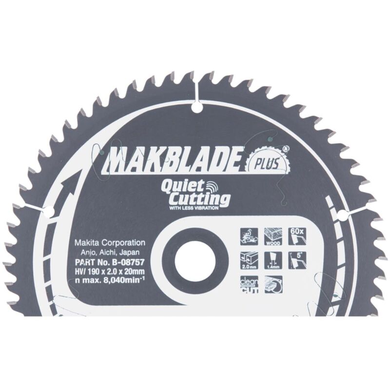 foto del prodotto makita lama circolare makblade plus 190 x 20 mm 60 denti