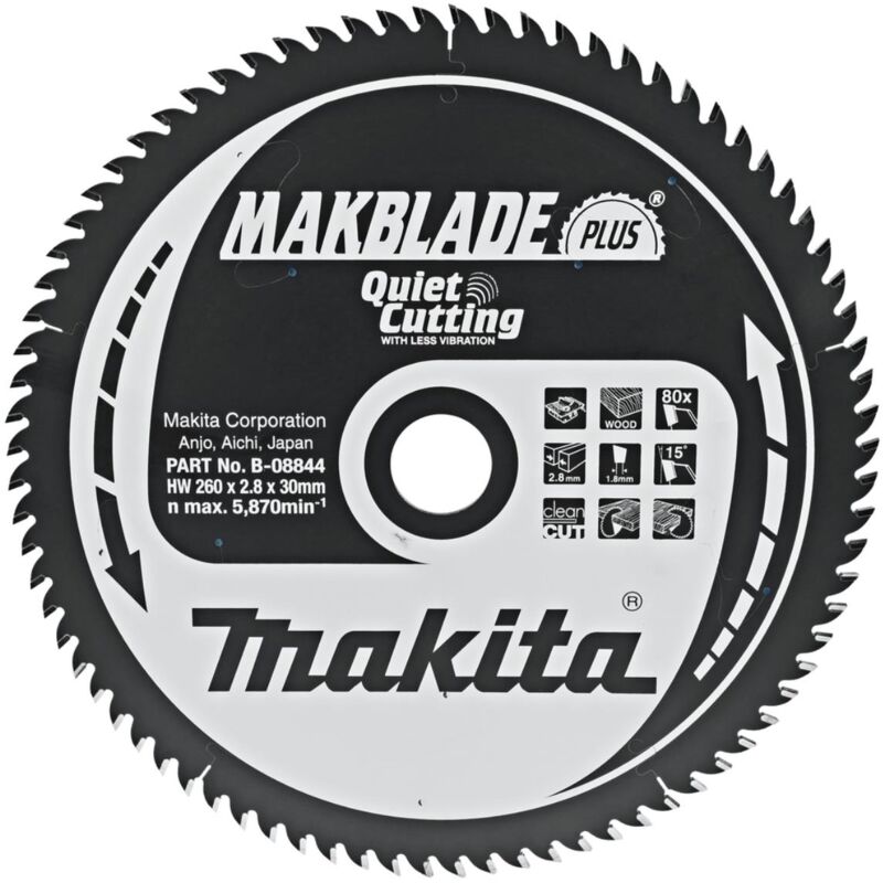 foto del prodotto makita lama circolare makblade plus 260 x 30 mm 80 denti