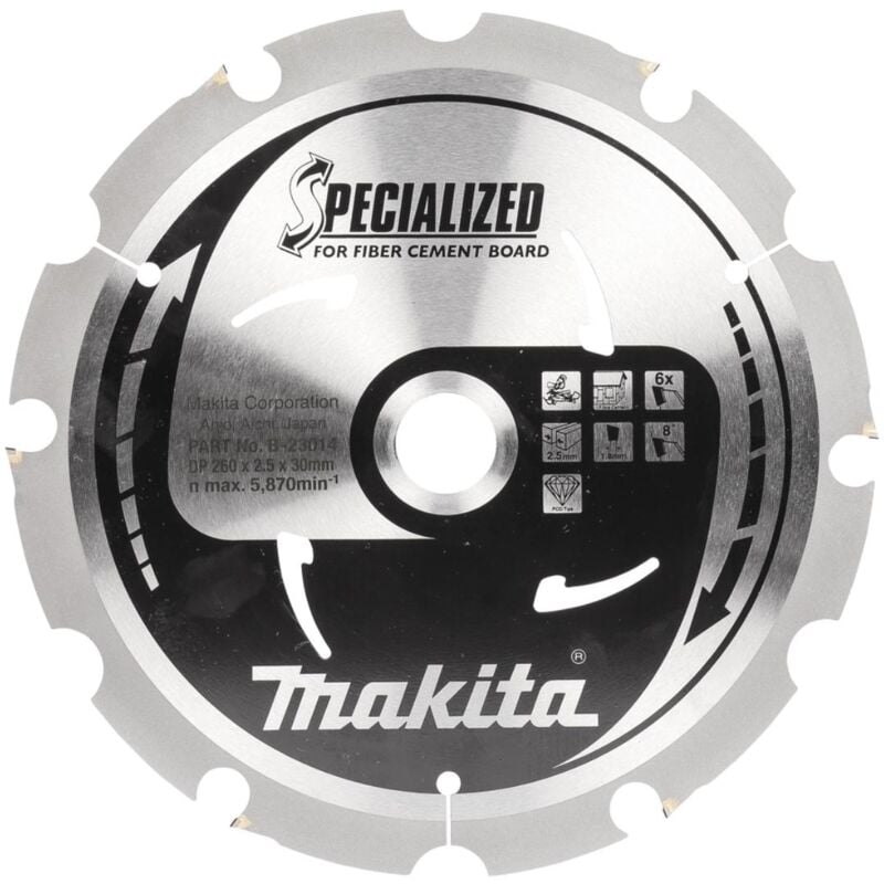 foto del prodotto makita lama circolare per fibrocemento 260 x 30 x 2,5 mm 6 denti