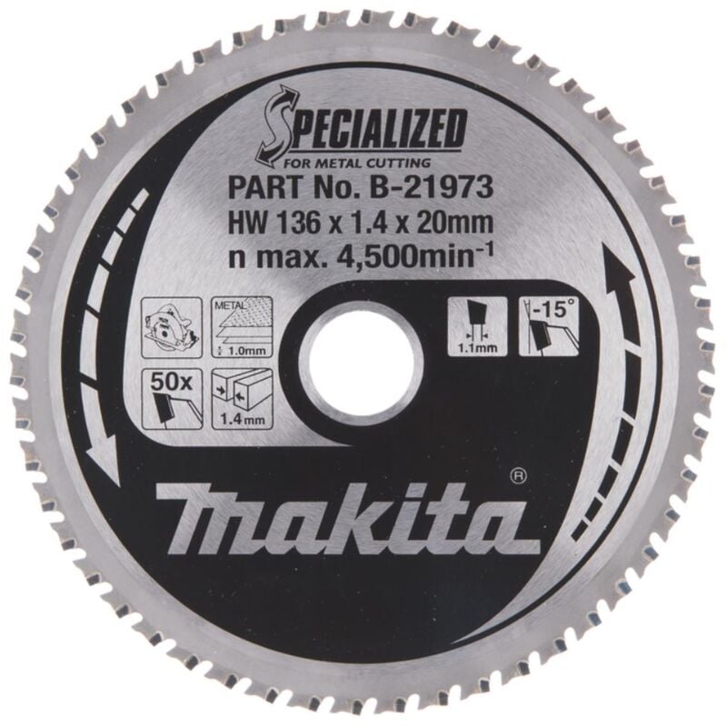 foto del prodotto makita lama per metallo 136 x 20 mm 50 denti