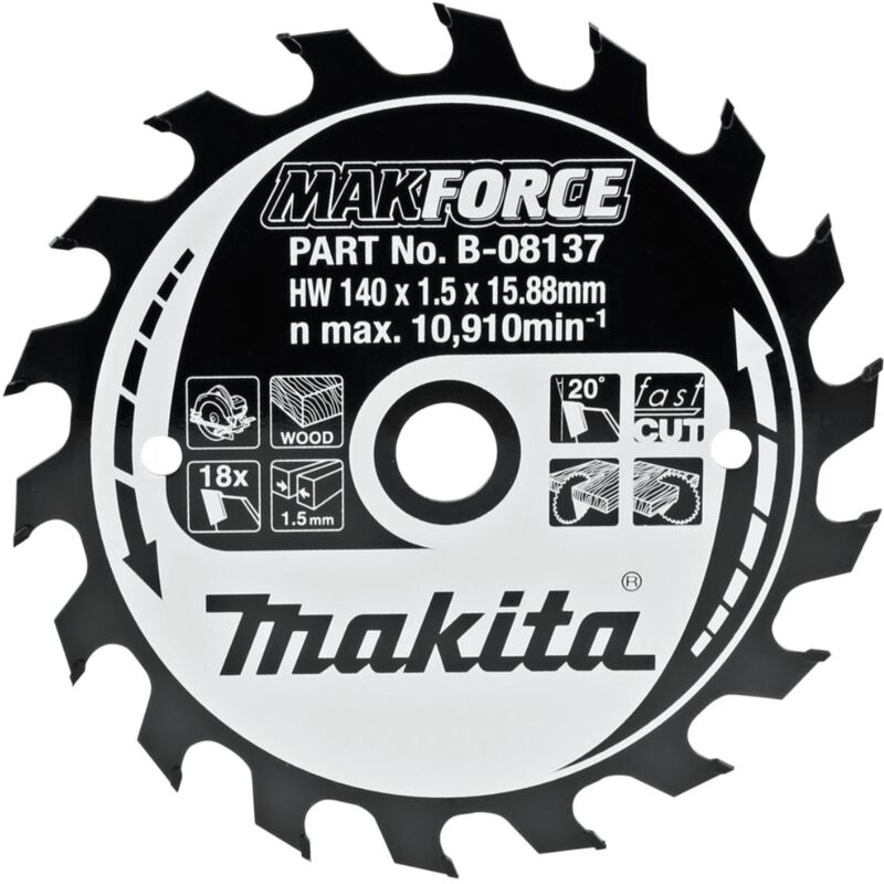 foto del prodotto makita lama per sega circolare makforce 140 x 15,88 mm 18 denti