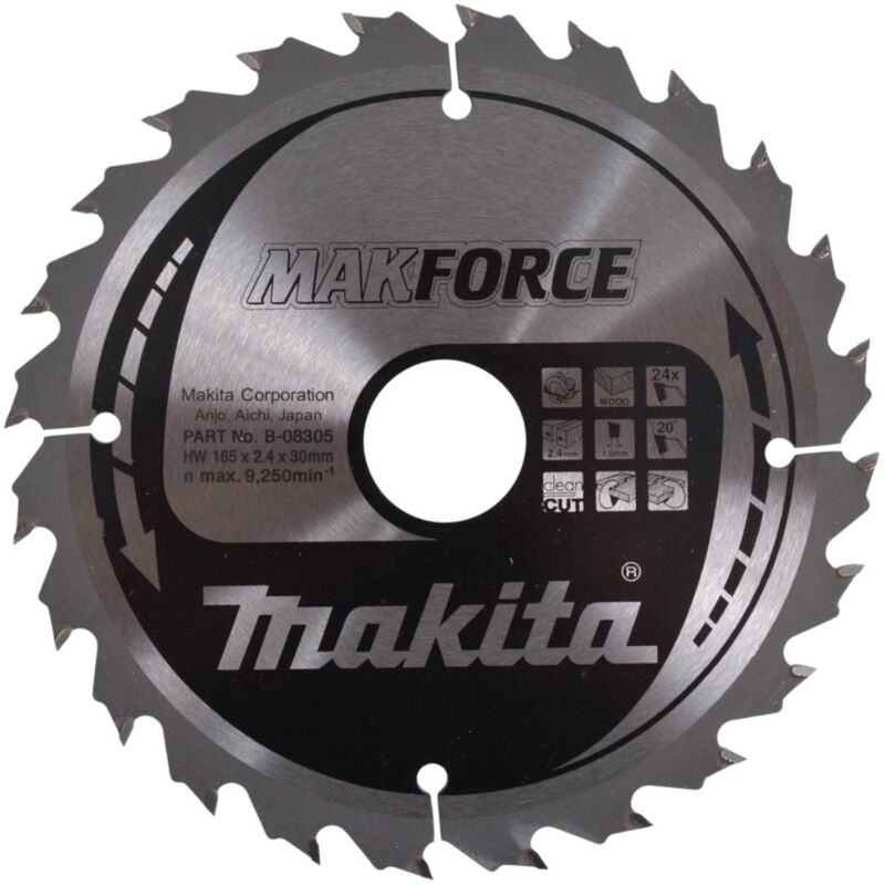 foto del prodotto makita lama per sega circolare makforce 165 x 30 mm 24 denti
