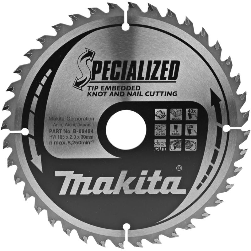 foto del prodotto makita lama per sega circolare tagliente incassato 185 x 30 mm 40 denti