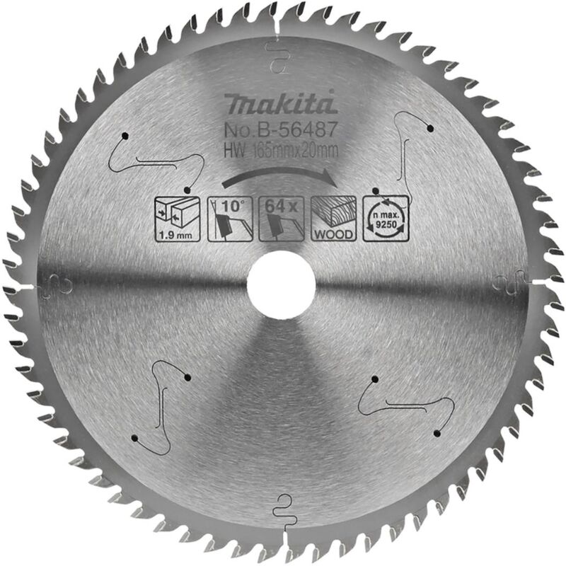 foto del prodotto makita lama per seghe da taglio 165 x 20 mm 64 denti