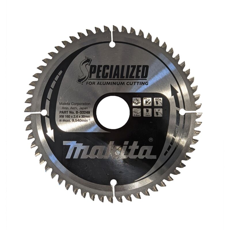 foto del prodotto makita lama specialized per alluminio 160mm foro 30mm 60 denti b 33249