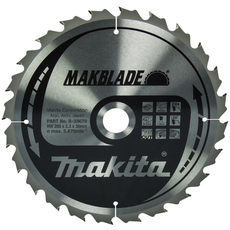 foto del prodotto makita lama specialized tct t.c.t. 260 x 30 mm 24 denti legno