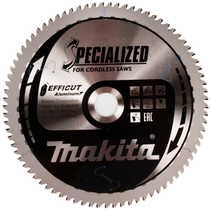 foto del prodotto makita lame efficut per metallo 260 x 30 mm 81 denti