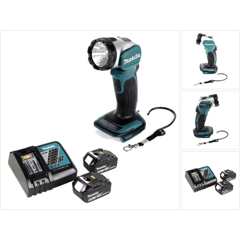 foto del prodotto makita lampada a batteria dml 802 rg per batterie da 14,4 e 18 v 2 batterie da 6,0 ah caricabatterie