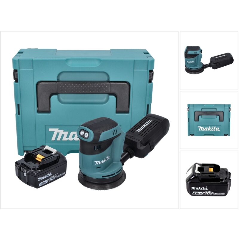 foto del prodotto makita levigatrice orbitale a batteria dbo 180 m1j 18 v 125 mm 1x batteria 4,0 ah makpac senza caricabatterie