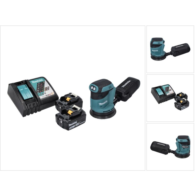 foto del prodotto makita levigatrice orbitale a batteria dbo 180 rm 18 v 125 mm 2x batteria 4,0 ah caricabatterie