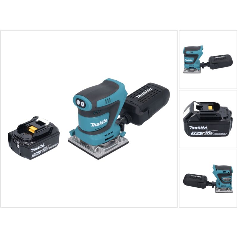 foto del prodotto makita levigatrice vibrante a batteria dbo 484 f1 18 v 112 x 102 mm 1x batteria 3,0 ah senza caricabatterie