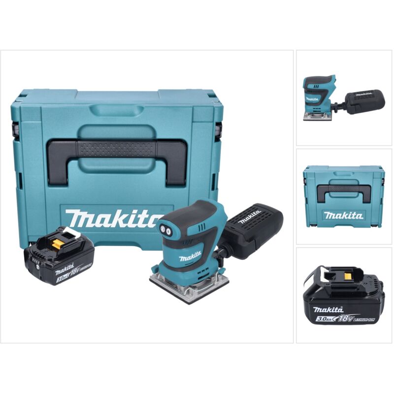 foto del prodotto makita levigatrice vibrante a batteria dbo 484 f1j 18 v 112 x 102 mm 1x batteria 3,0 ah makpac senza caricabatterie