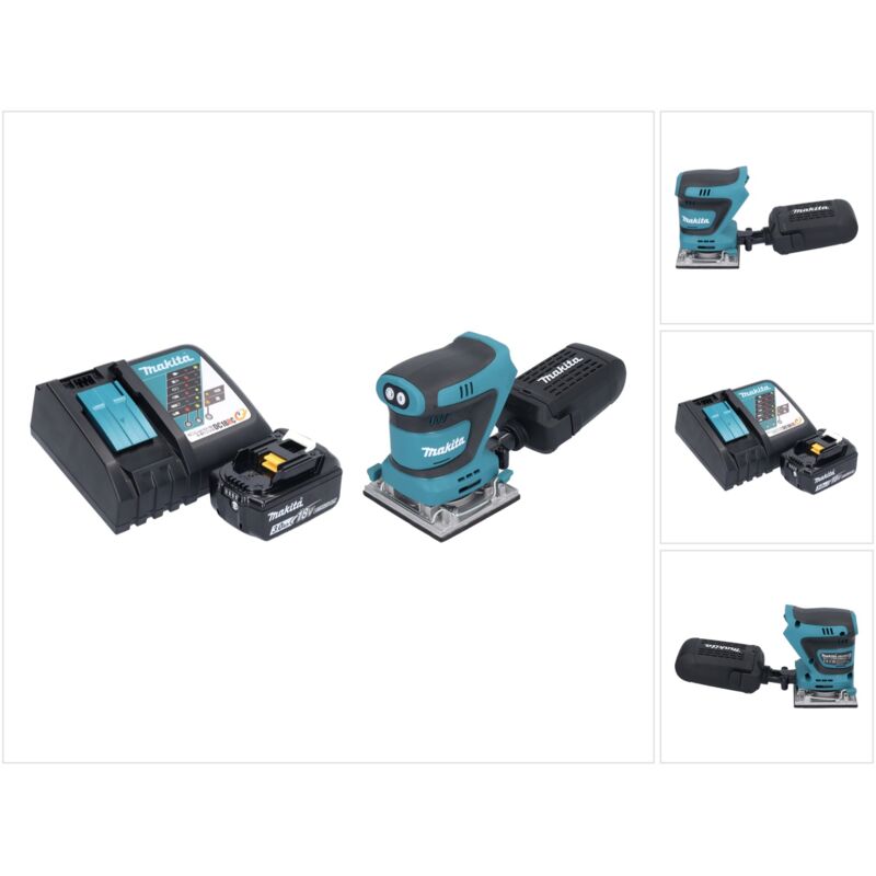 foto del prodotto makita levigatrice vibrante a batteria dbo 484 rf1 18 v 112 x 102 mm 1x batteria 3,0 ah caricabatterie