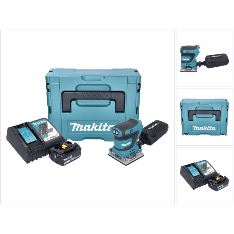 foto del prodotto makita levigatrice vibrante a batteria dbo 484 rg1j 18 v 112 x 102 mm 1x batteria 6,0 ah caricabatterie makpac