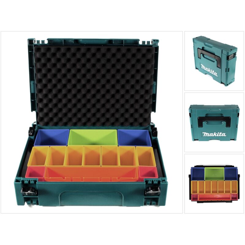 foto del prodotto makita makpac 1 valigetta sistema inserto scatola con scatole colorate p 83652 inserto coperchio in schiuma