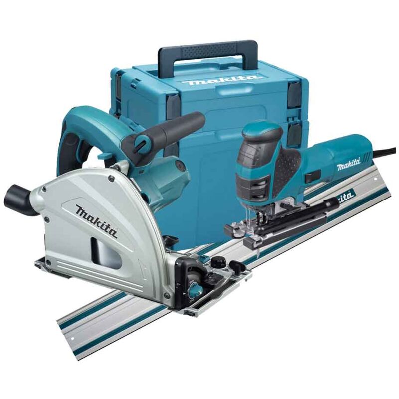 foto del prodotto makita meu029j combo kit sega affondamento sp6000 seghetto alternativo 4351fctj binario 1,5m