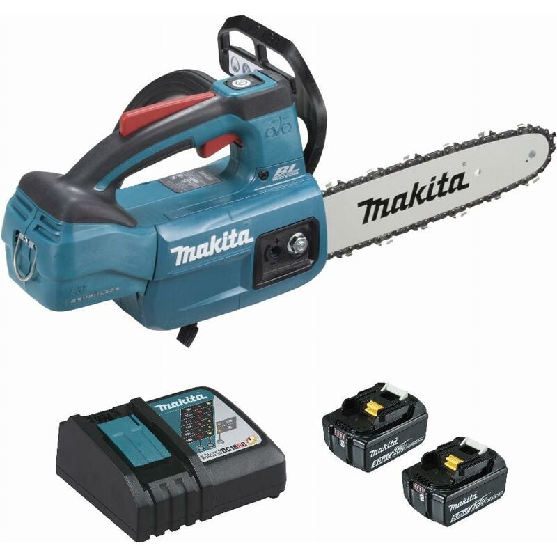 foto del prodotto makita motosega da potatura 18 v agli ioni di litio 5 ah 25 cm 2 batterie, caricabatterie, valigetta duc254rt2