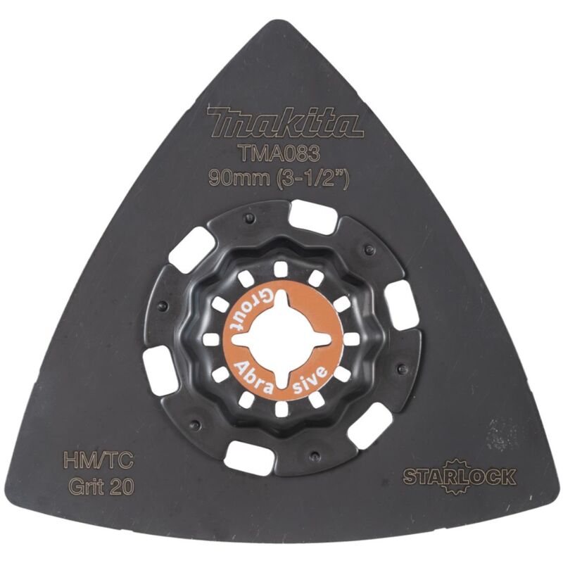 foto del prodotto makita piastra di levigatura, 90 mm deltoid, tma083 starlock k20 hm riff tma083 malta vernice residui di moquette