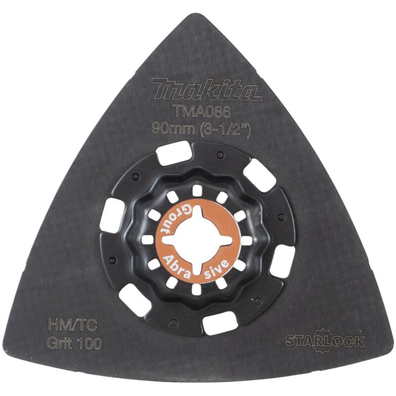 foto del prodotto makita piastra di levigatura, 90 mm deltoid, tma086 starlock k100 hm riff tma086 malta vernice residui di moquette
