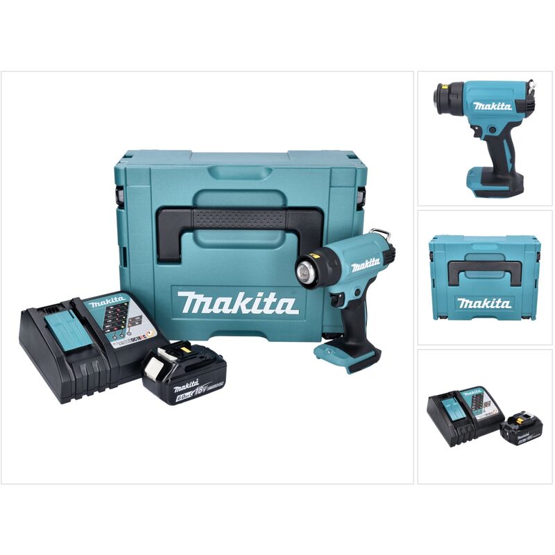 foto del prodotto makita pistola ad aria calda a batteria dhg 180 rg1j 550 c 18v 1x batteria 6.0ah caricabatterie valigetta makpac