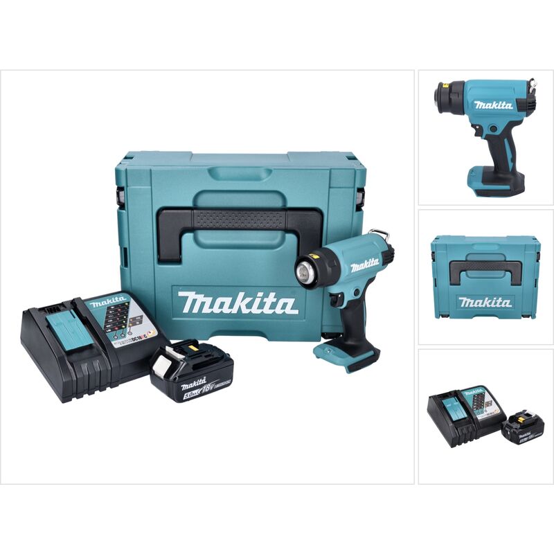foto del prodotto makita pistola ad aria calda a batteria dhg 180 rt1j 550 c 18v 1x batteria 5,0ah caricabatterie valigetta makpac