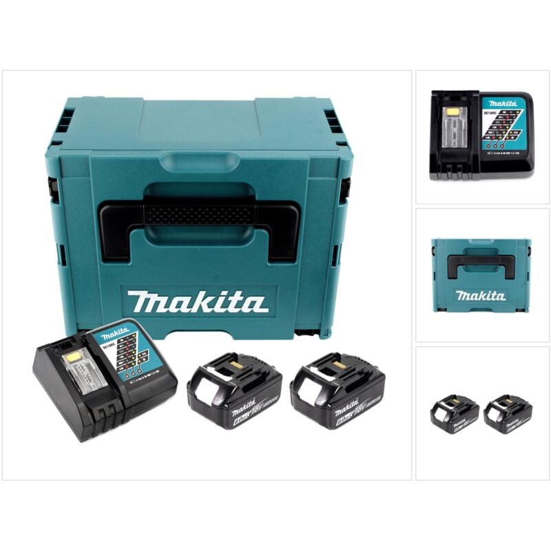 foto del prodotto makita power source kit 18v 2x batterie bl1860b 6,0ah caricabatterie rapido dc18rc valigetta makpac 199480 6 