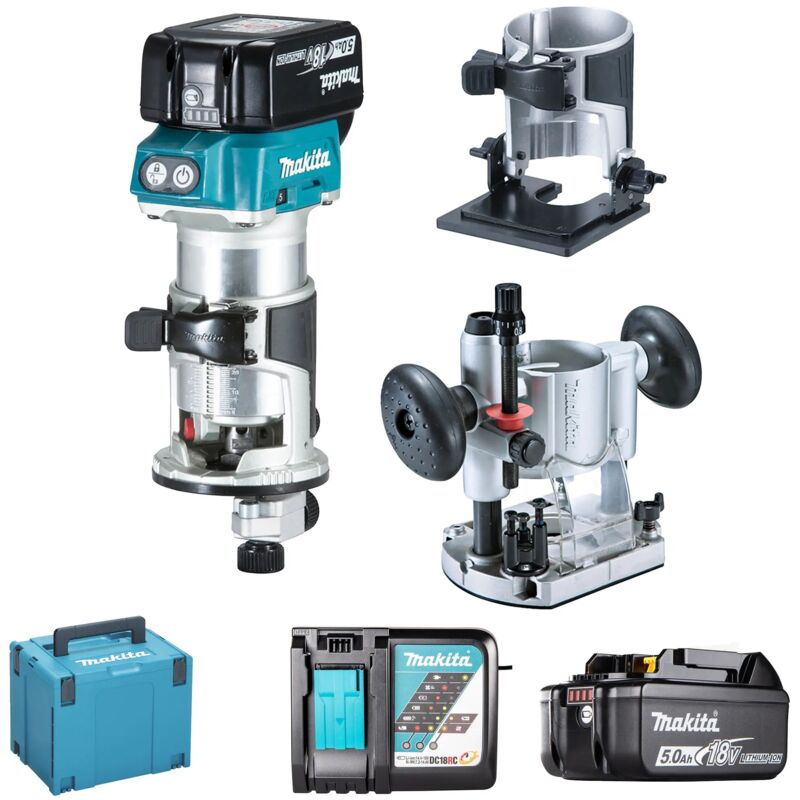 foto del prodotto makita rifilatore fresatrice drt50rtjx2 18v 5ah