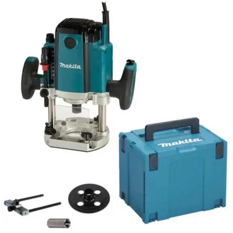 foto del prodotto makita rp1803fx08 fresatrice verticale 12 mm con accessori 1650 w