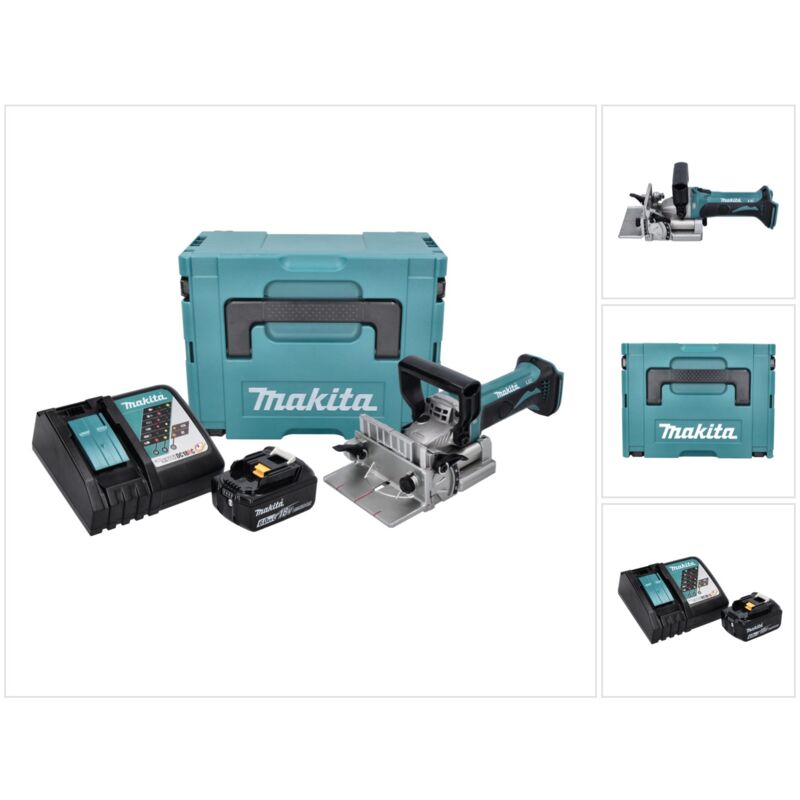 foto del prodotto makita scanalatrice a batteria dpj 180 rg1j 18 v 100 mm 1x batteria 6,0 ah caricabatterie makpac