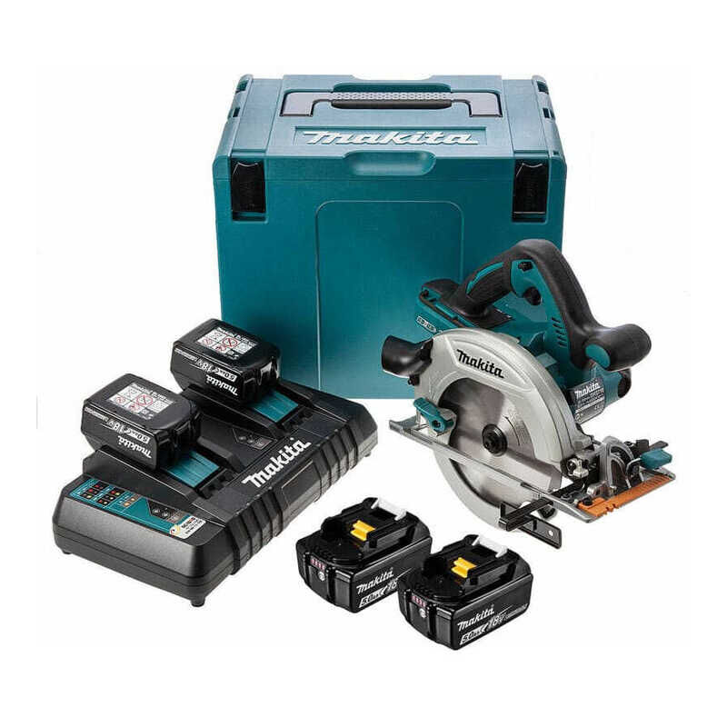 foto del prodotto makita sega circolare 36 v 2 x 18 v li ion 5 ah 190 mm 4 batterie 4 batterie, caricabatterie, valigetta dhs710pt4j