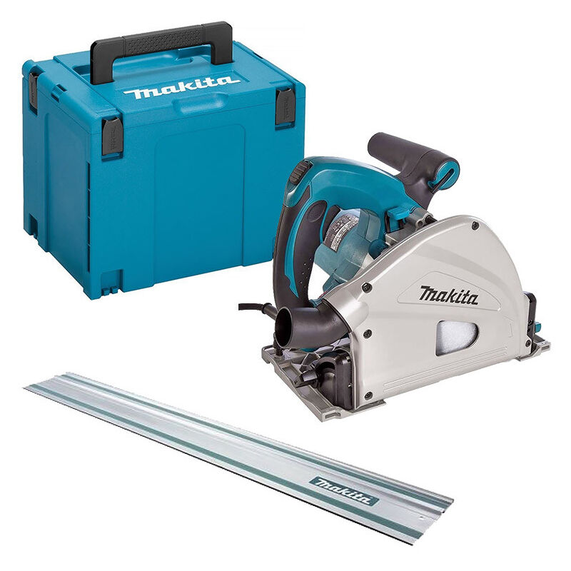 foto del prodotto makita sega circolare a tuffo 1300w 165mm con scatola makpac binario di guida 1400 mm sp6000j1