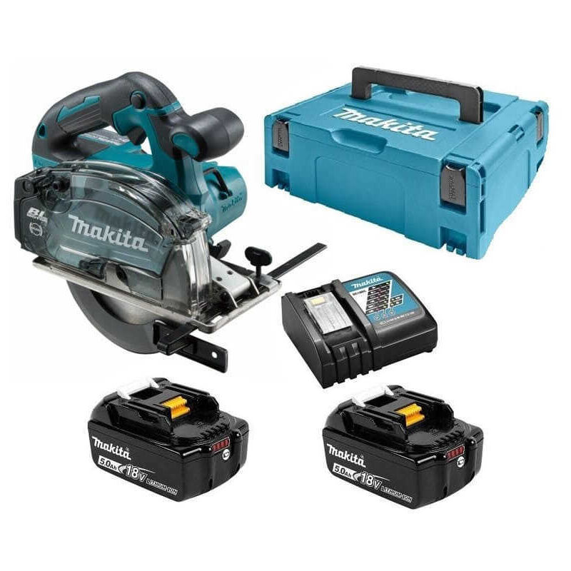 foto del prodotto makita sega circolare per metallo 18 v li ion 5 ah 136 mm 2 batterie, caricabatterie, valigetta dcs552rtj