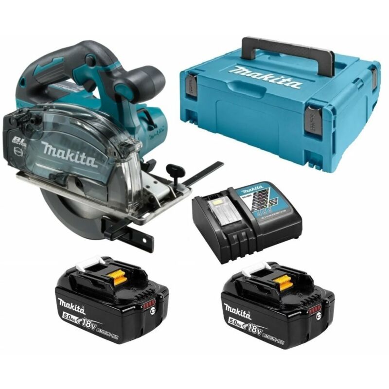 foto del prodotto makita sega circolare per metallo 18 v li ion 5 ah 150 mm 2 batterie, caricabatterie, valigetta dcs553rtj