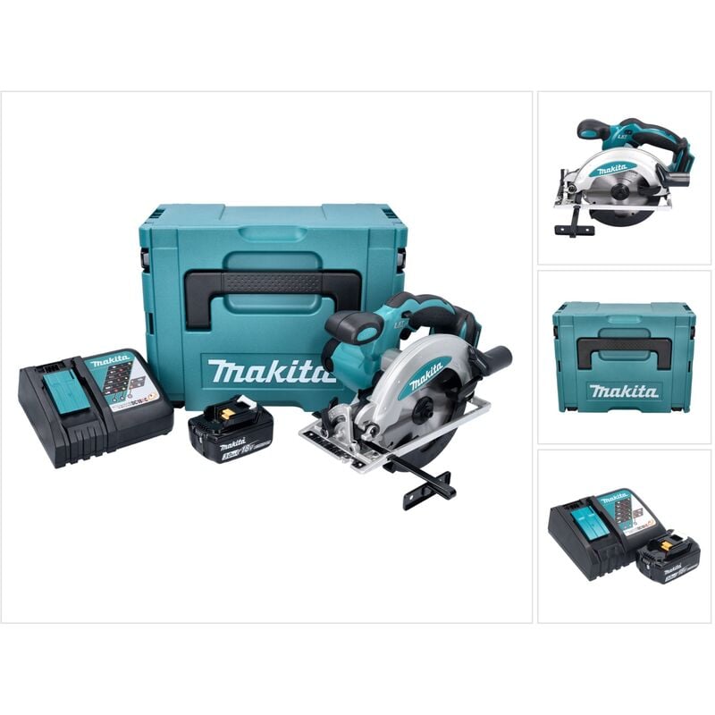 foto del prodotto makita sega circolare portatile a batteria dss 610 rf1j 18 v 165 mm 1x batteria bl 1830 b caricatore dc18rc makpac