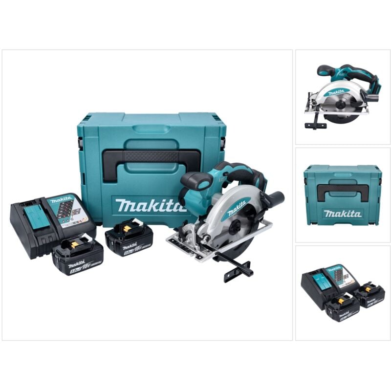 foto del prodotto makita sega circolare portatile a batteria dss 610 rtj 18 v 165 mm 2x batterie bl 1850 b 5 ah caricabatterie dc18rc makpac