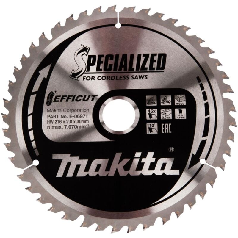 foto del prodotto makita seghe troncatrici e troncatrici efficut 216 x 30 mm 45 denti