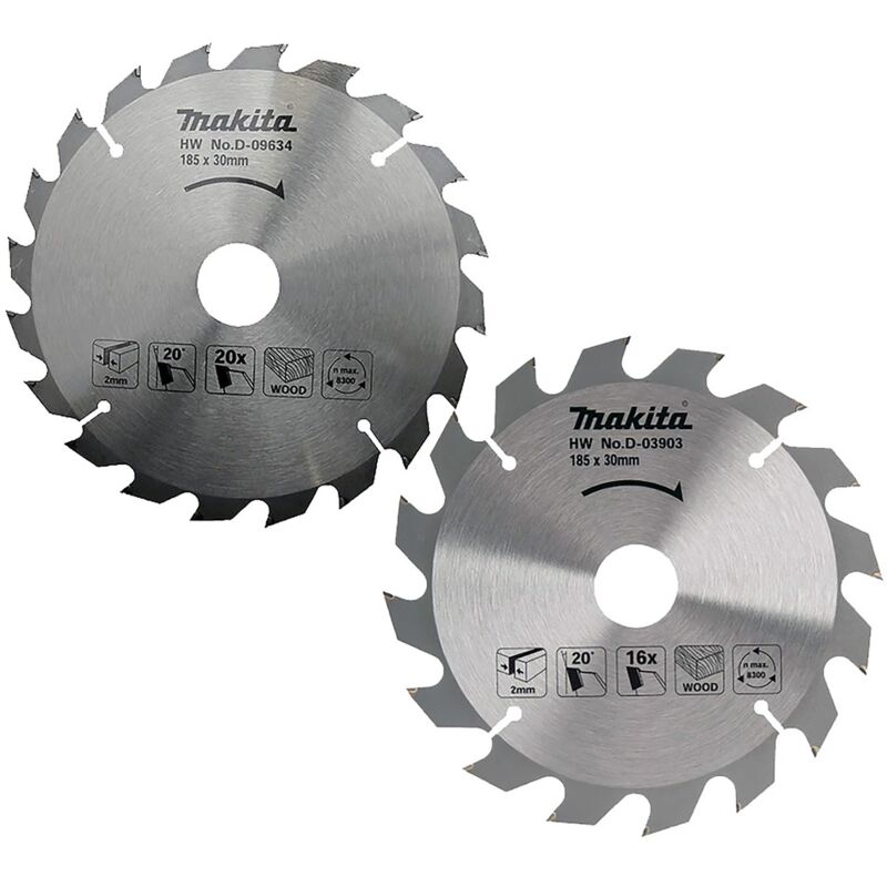 foto del prodotto makita set di 2 lame standard in carburo di legno, 185 mm, per seghe circolari d 20052