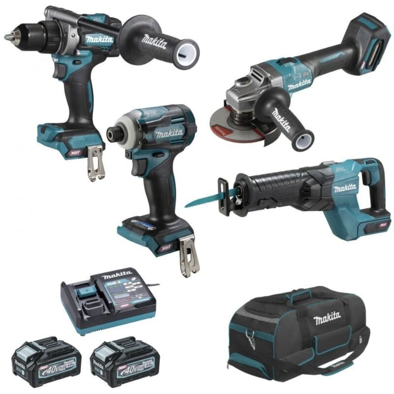foto del prodotto makita set di 4 macchine 40 v max agli ioni di litio 4 ah xgt df001g ga005g td001g jr001g dk0126g401