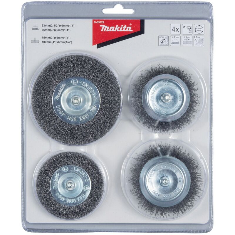 foto del prodotto makita set di 4 spazzole per trapano d 65729
