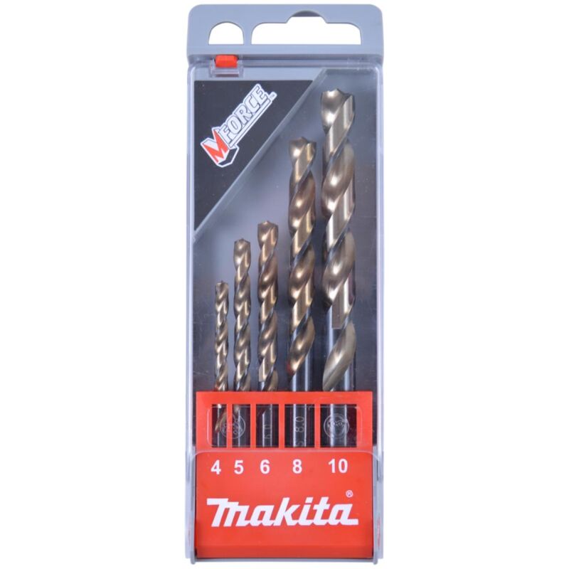 foto del prodotto makita set di 5 punte hss mforce hss m force metallo 5 pezzi 4 10 mm