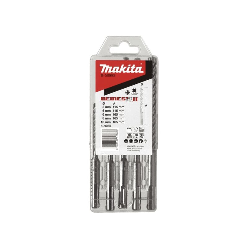 foto del prodotto makita set di 5 punte sds plus con 4 punte tct nemesis ii b 58992