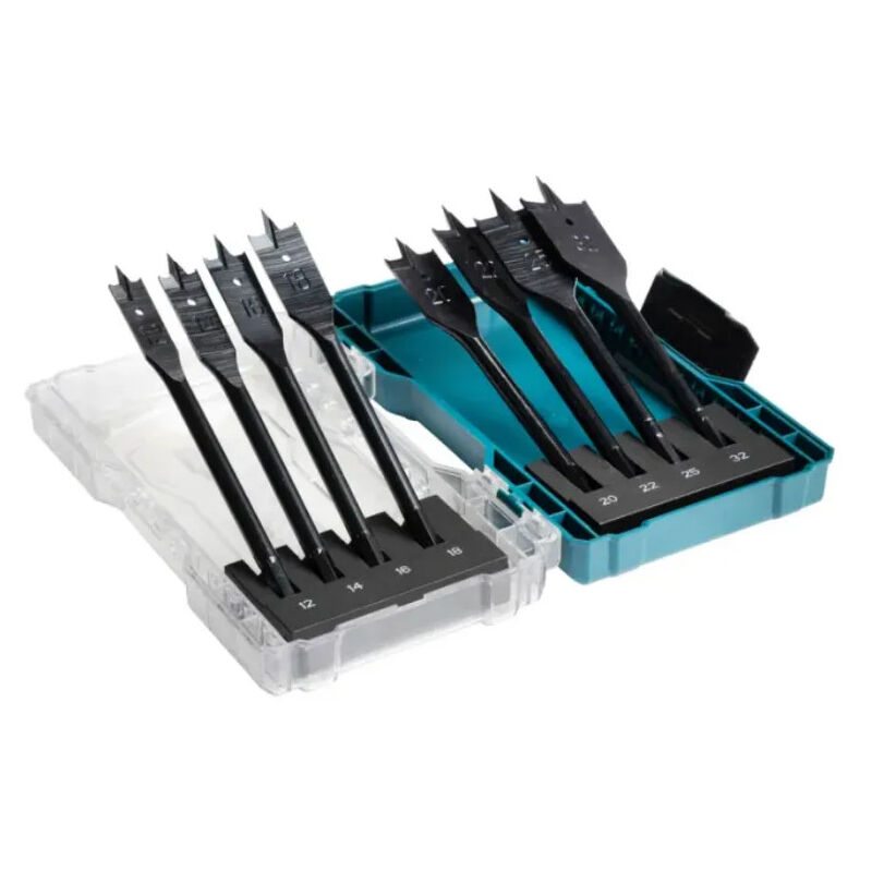 foto del prodotto makita set di 8 punte per legno piatte 12,14,16,18,20,22,25,32 mm, codolo esagonale