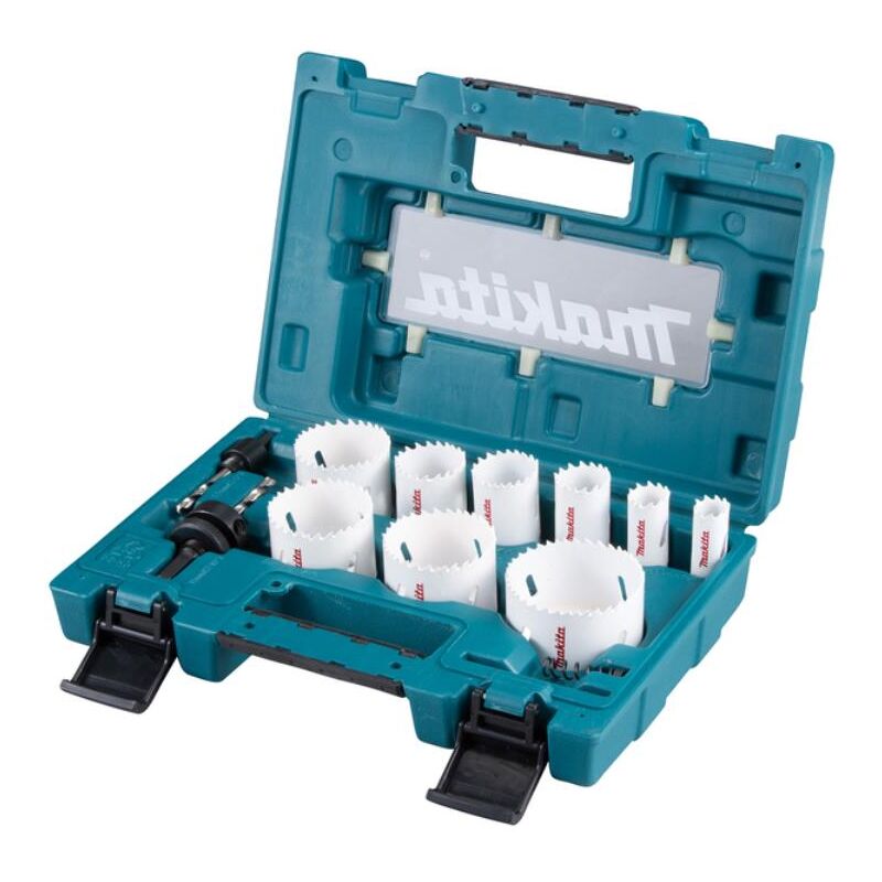 foto del prodotto makita set di seghe a tazza bim 12 pezzi misure incluse 9 22 29 35 38 51 54 57 68 mm