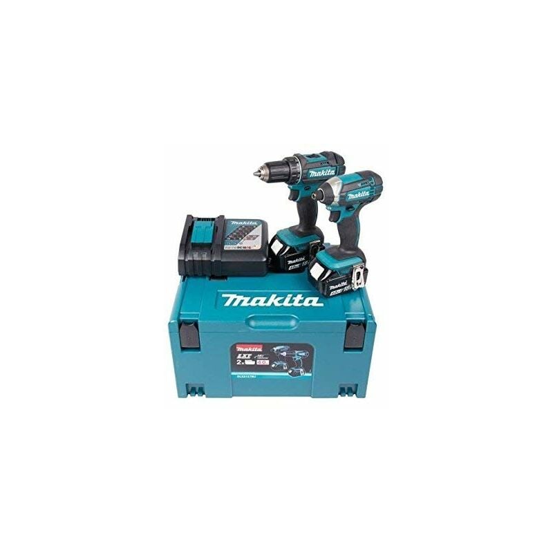 foto del prodotto makita set di trapano avvitatore ddf482 e avvitatore a percussione dtd152 18 v dlx2127mj6