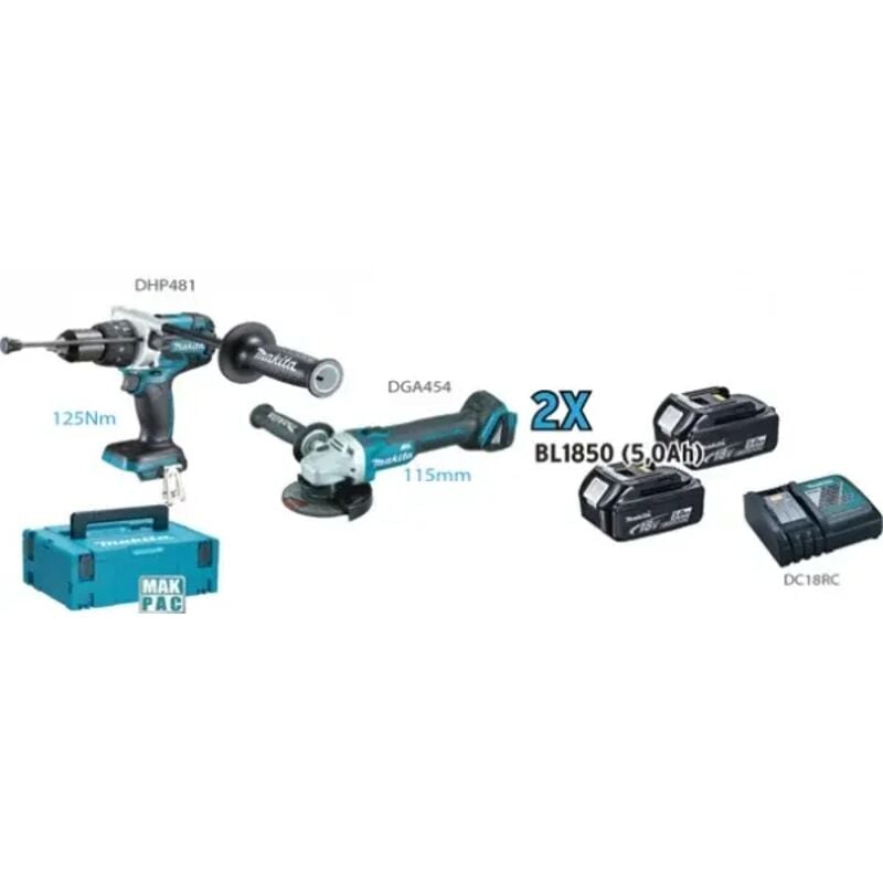 foto del prodotto makita set elettroutensili 18v dlx2157tj1