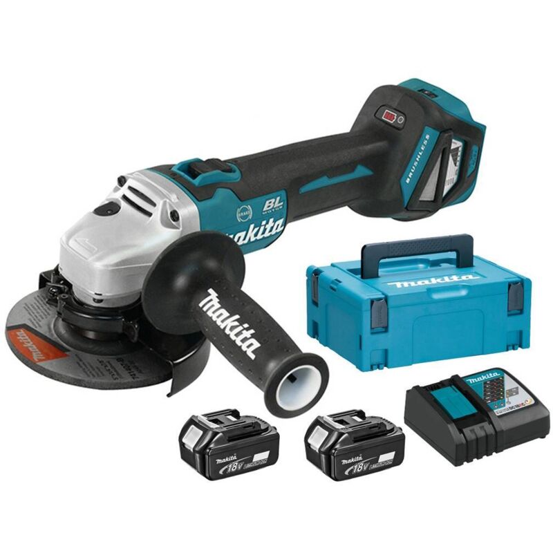 foto del prodotto makita smerigliatrice 18v con 2 batterie 5ah dga513rtj