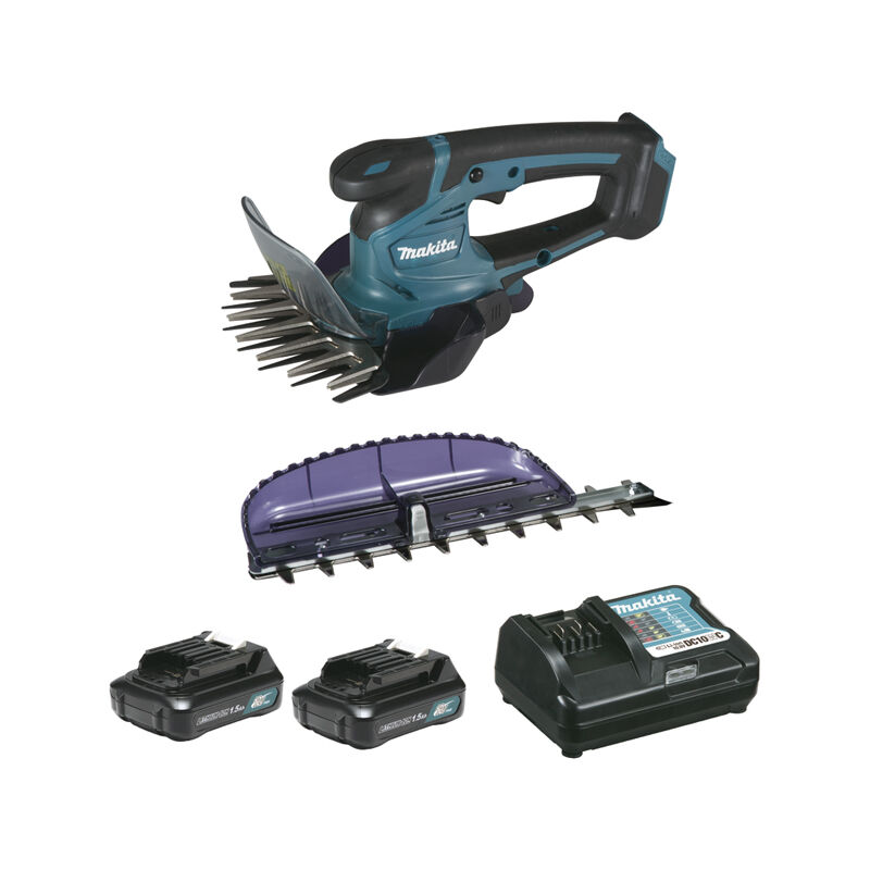 foto del prodotto makita tagliabordi 12v cxt 2 batterie 1,5 ah li ion, caricabatterie tagliasiepi um600dwyex