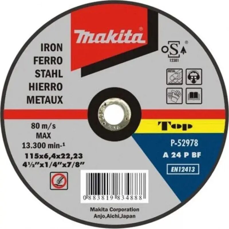 foto del prodotto makita top quality a24pbf disco abrasivo da sbavo per metallo 5 pz. 230x7,0x22 mm