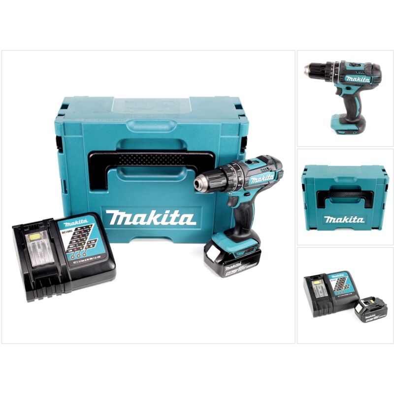 foto del prodotto makita trapano a percussione a batteria dhp 482 rt1j 18v 62nm in makpac 1x batteria 5,0 ah caricabatterie