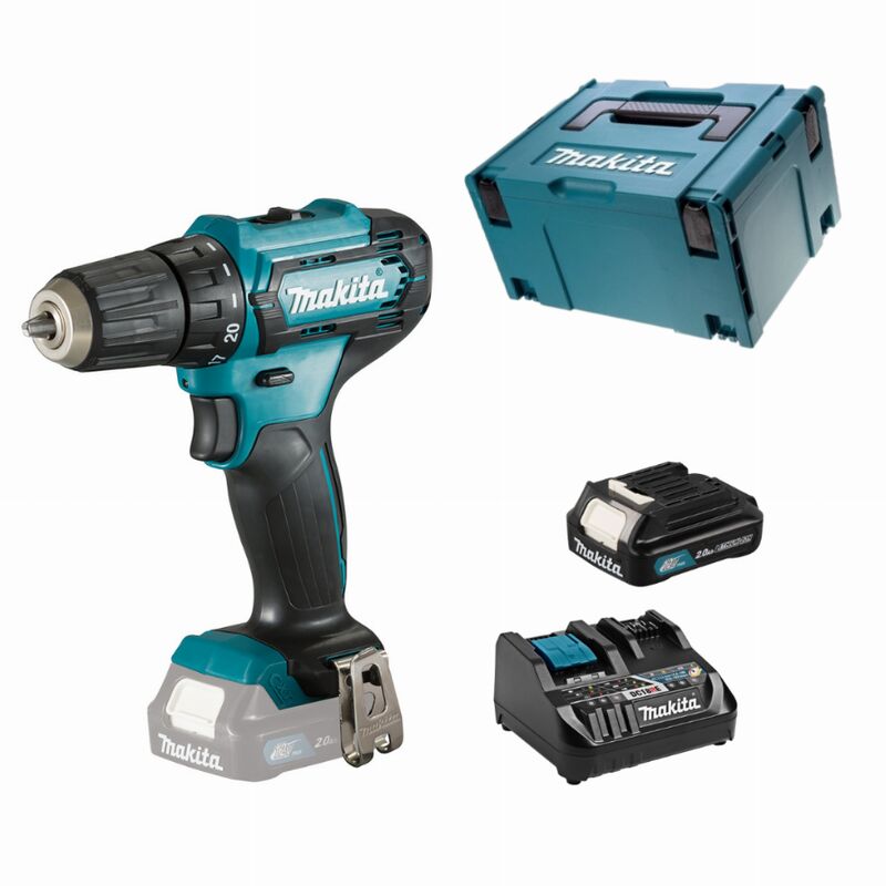 foto del prodotto makita trapano avvitatore 12 v cxt li ion 10 mm df333dzj batteria bl1021b 12v 2ah caricatore dc18re 12v 18v